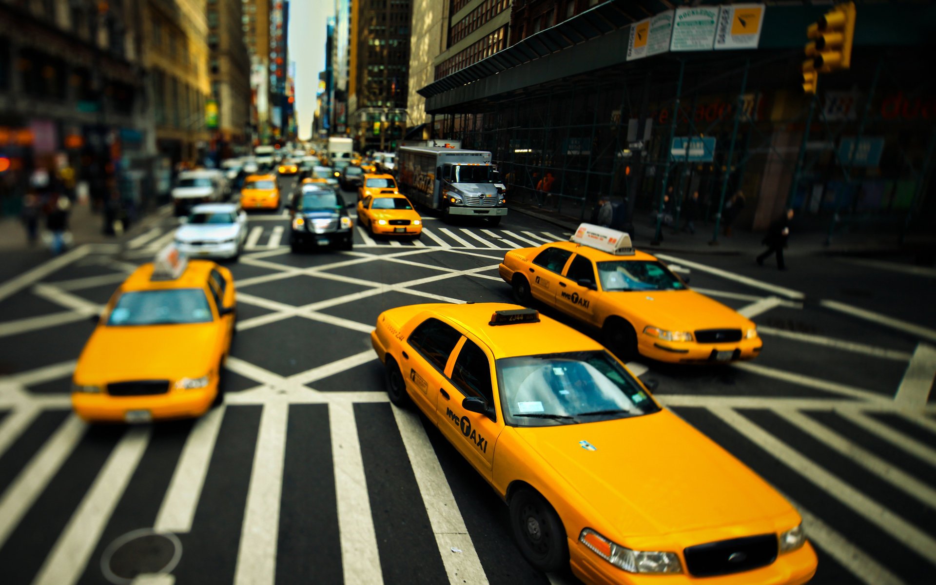 nowy jork taxi focus ulica droga new york taxi