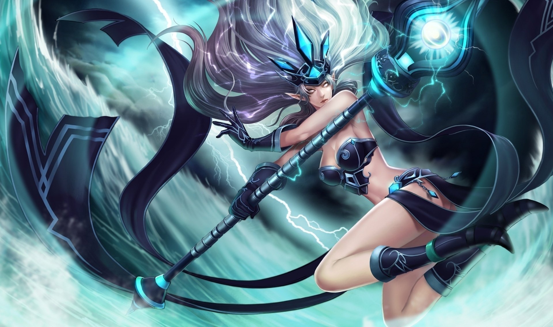 magic girl lightning elf staff league of legends elf