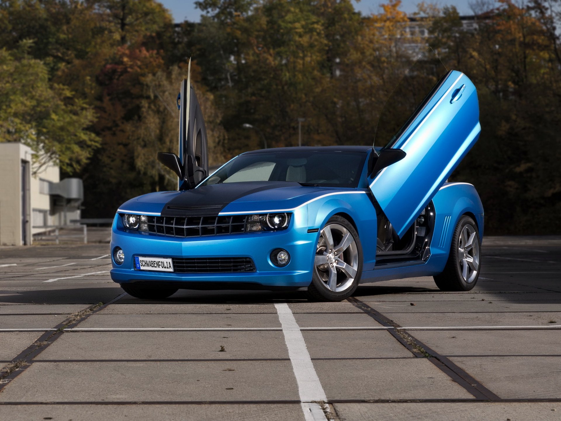 chevrolet camaro ss синий шевроле тюнинг открытые двери