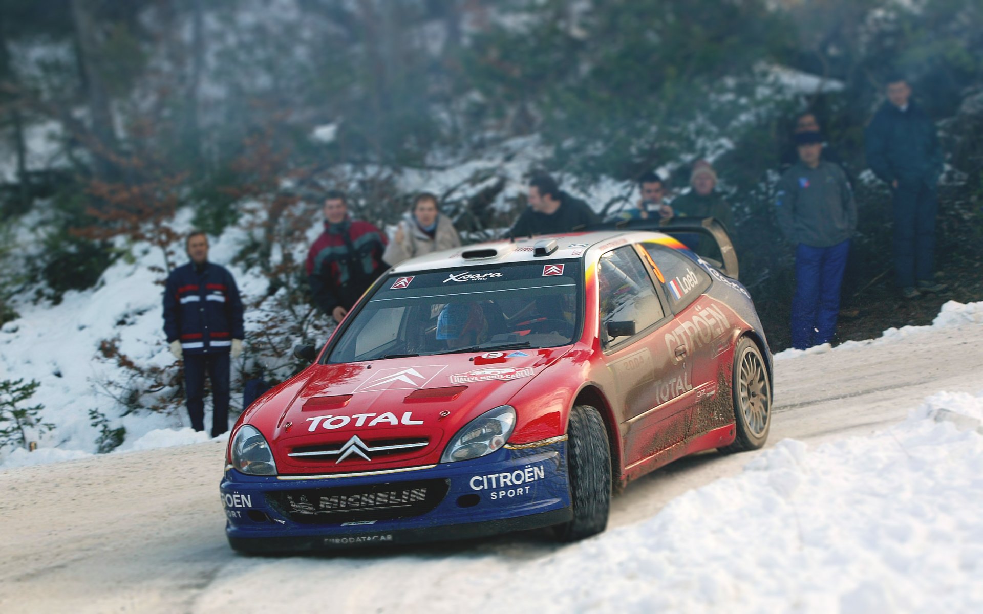 citroen xsara wrc zlot rajd auto samochód sport wyścig czerwony zima zakręt śnieg