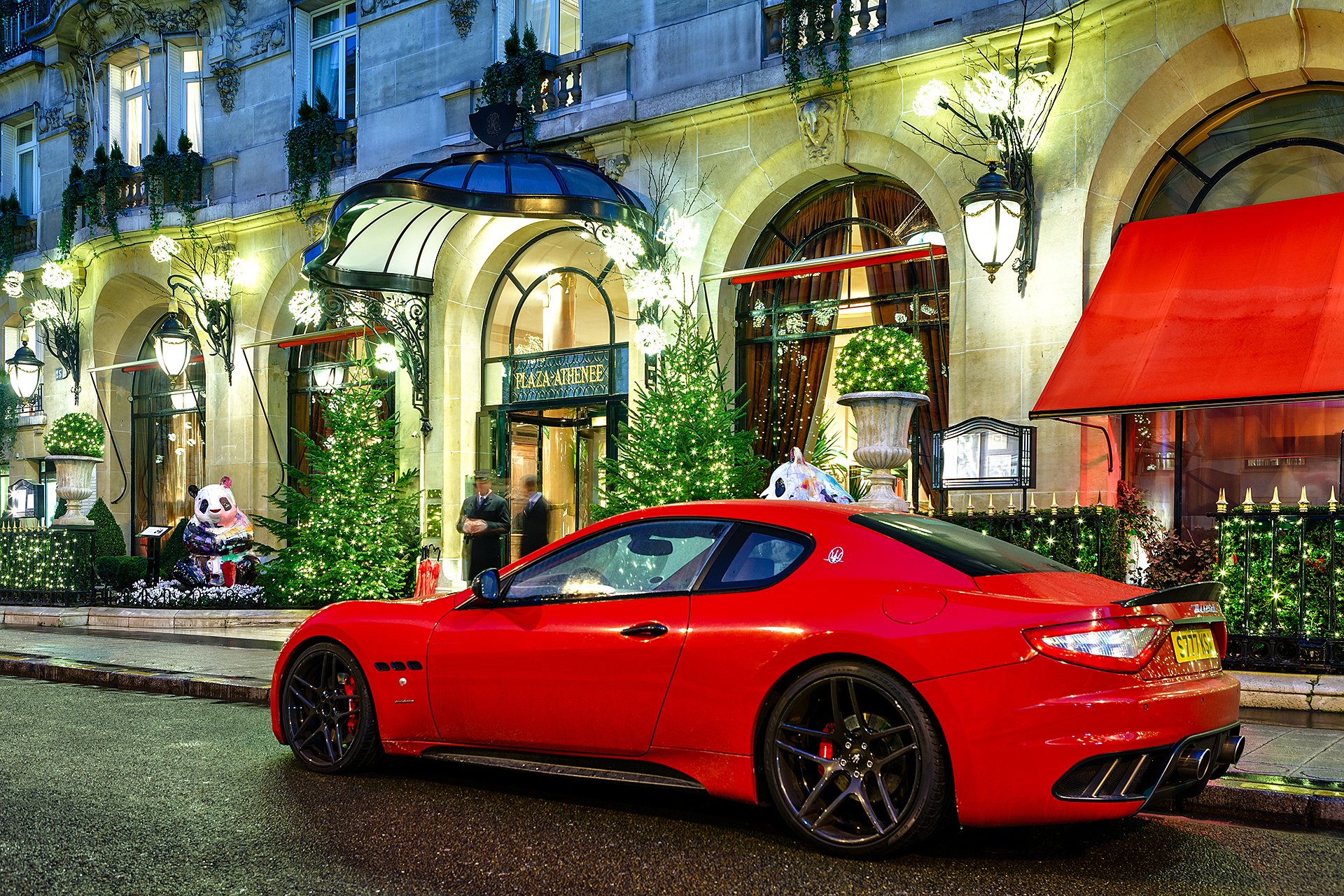 maserati granturismo rouge novitec bâtiment nuit maserati rouge gens