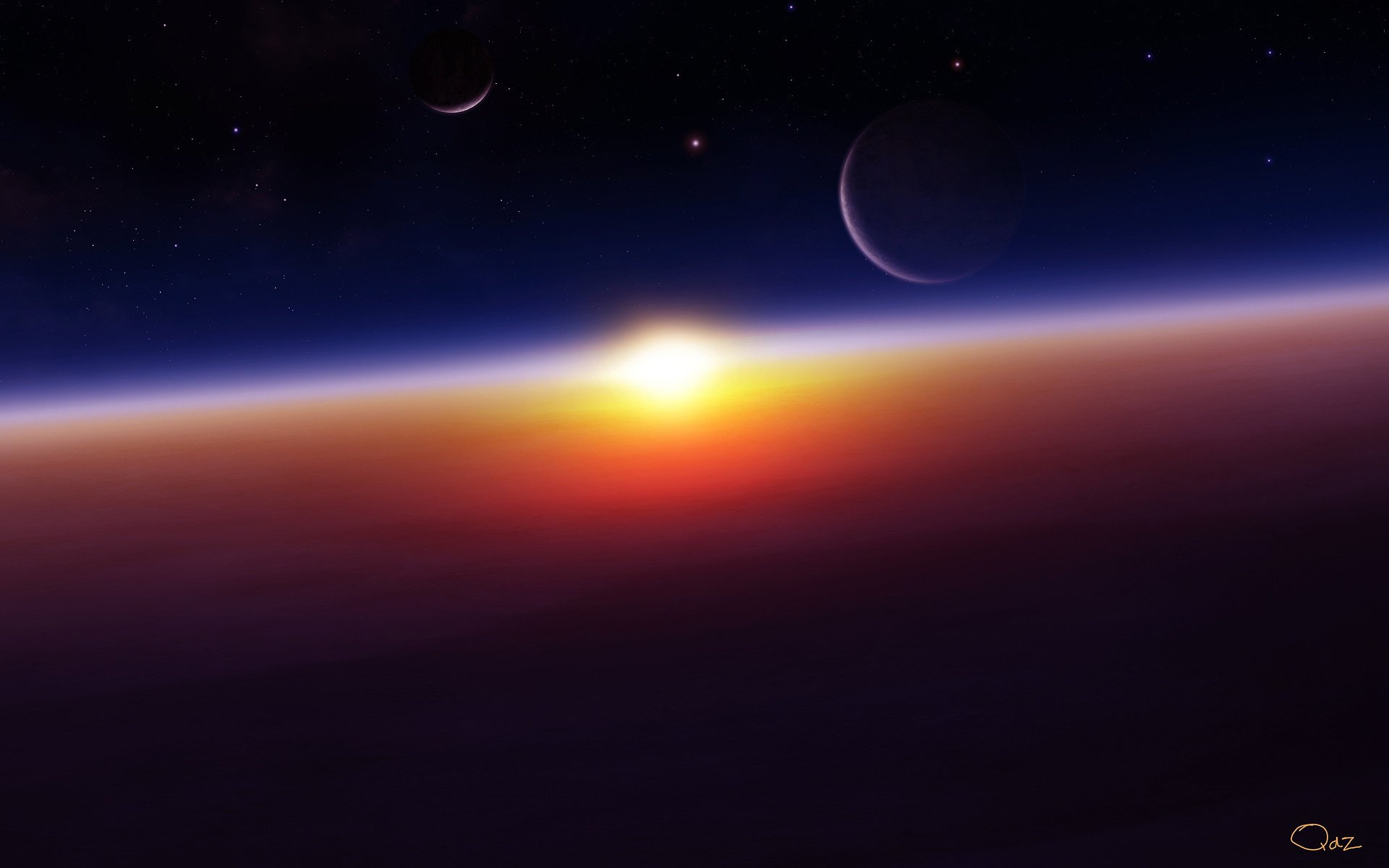 planetas sunrise espacio