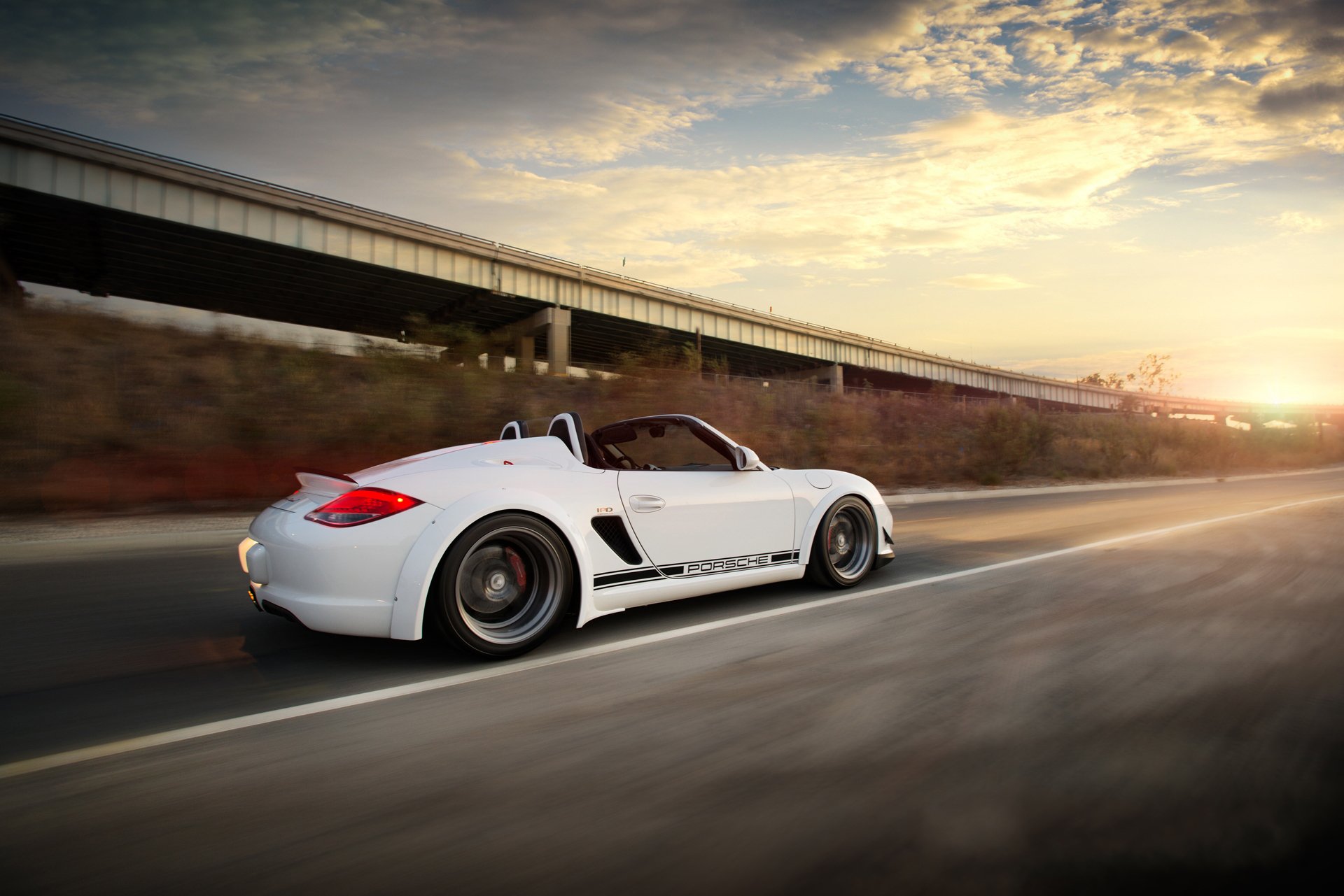 porsche boxster auto samochody tuning prędkość droga chmury