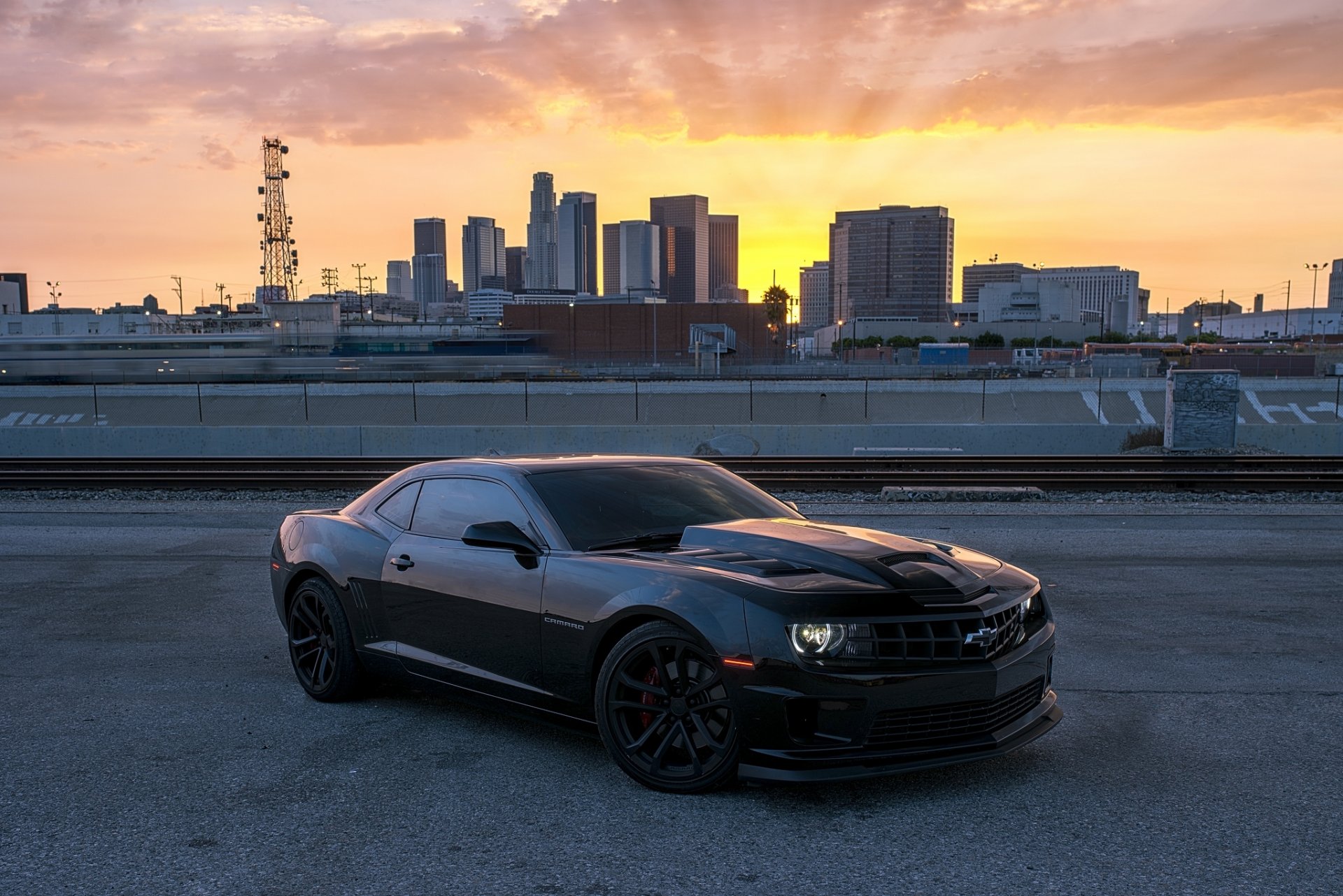 chevrolet camaro ss negro chevrolet camaro puesta de sol