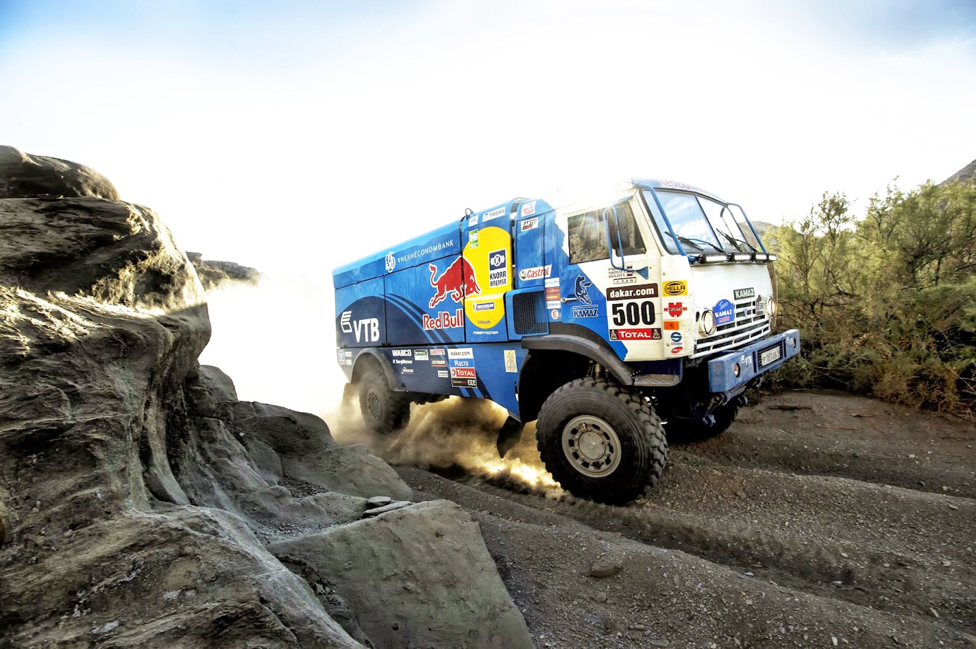 kamaz dakar rally 2014 camión coche azul deporte carrera polvo velocidad toro rojo