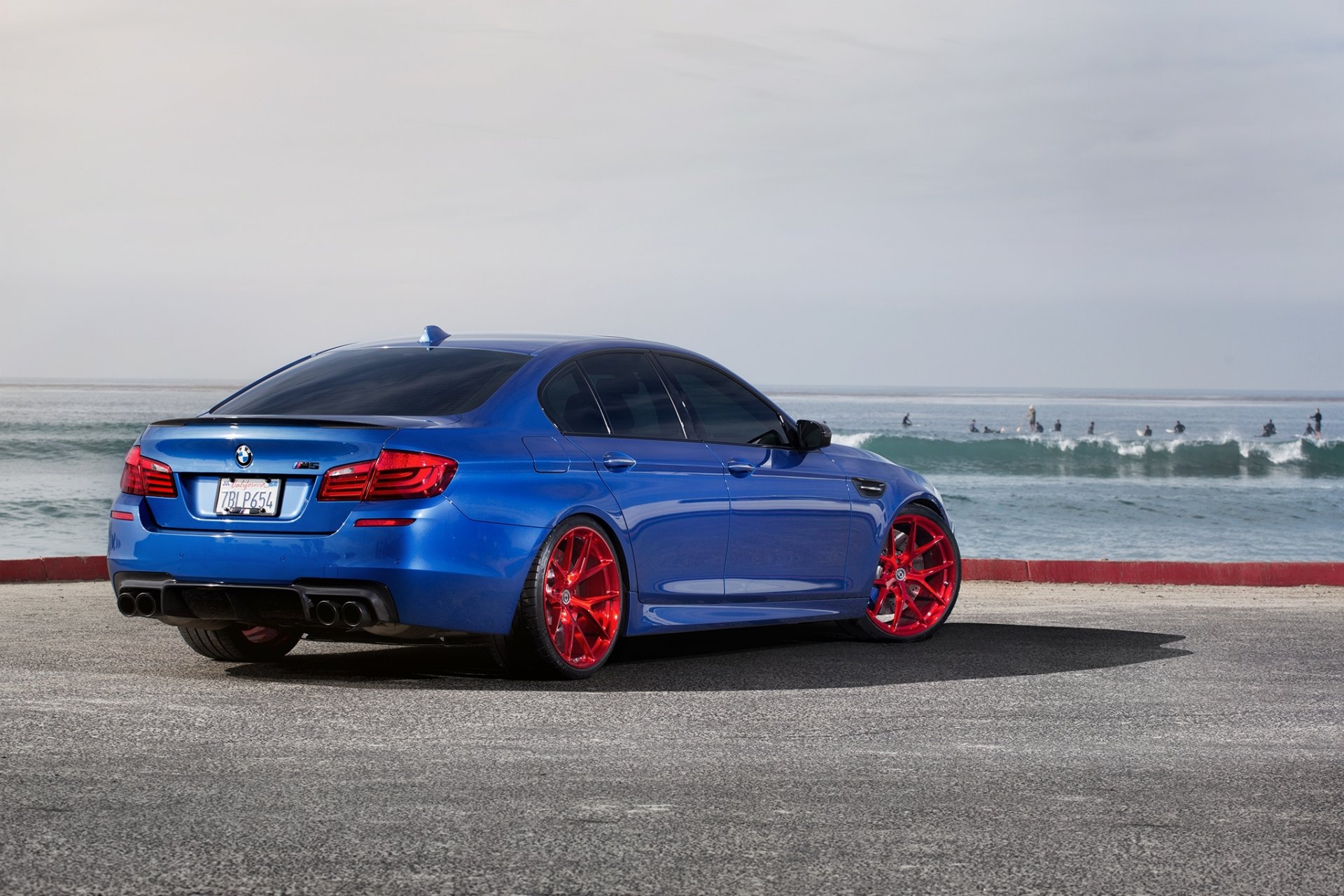 bmw m5 f10 monte carlo blue bmw blue rear shadow reflection