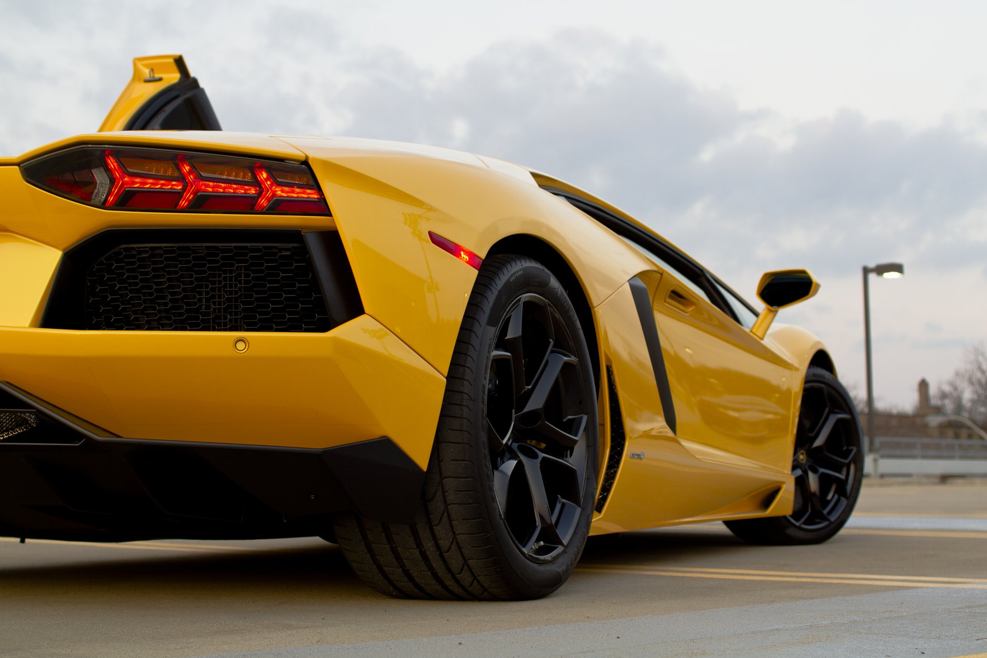 lamborghini aventador lp700-4 yellow lamborghini aventador rear headlights asphalt stripe