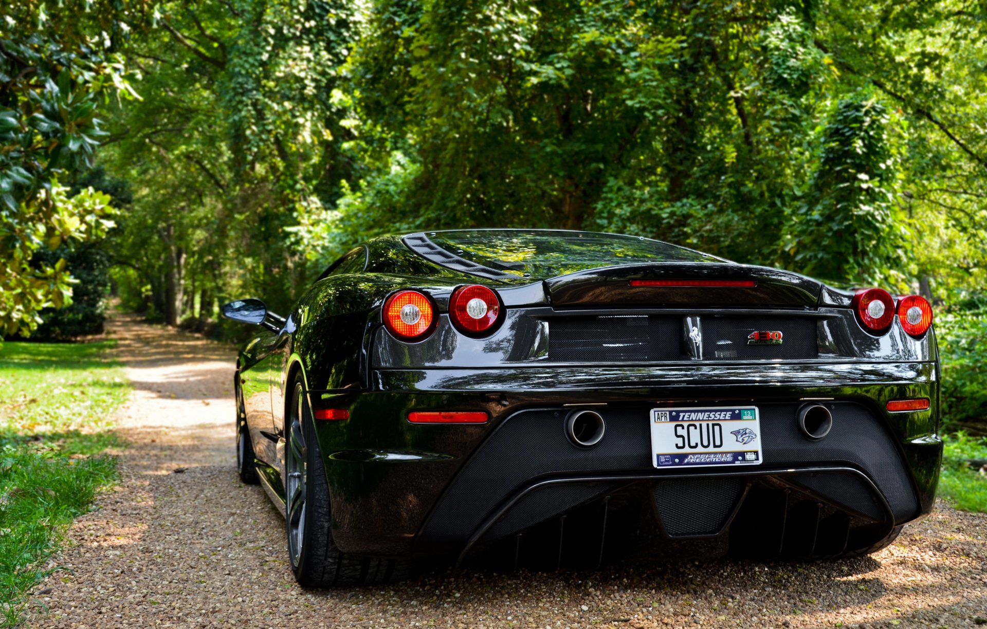 ferrari f430 black scuderia ferrari f430 scuderia black rear shade tree