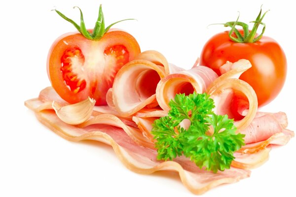 Tomaten mit Speck und Kräutern, Petersilie