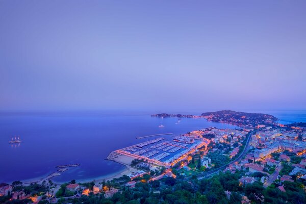 Morning coast at a bird s-eye view