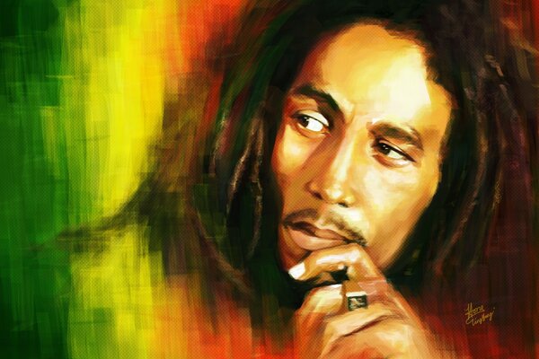 Immagine dello sguardo misterioso di Bob Marley