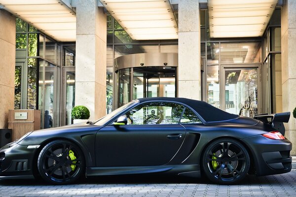 Black matte Porsche Convertible