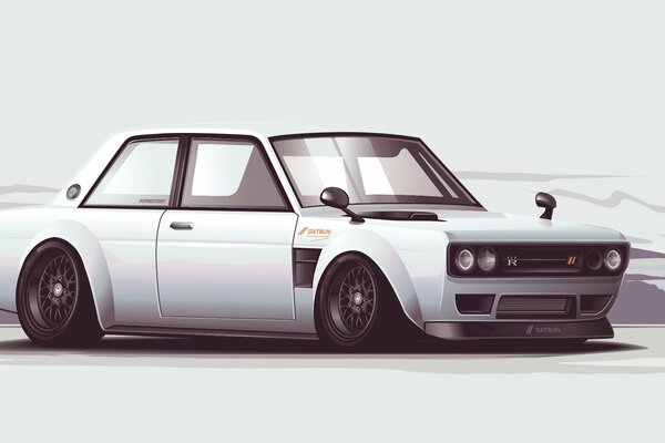 Realistic drawing of a Nissan Skyline car