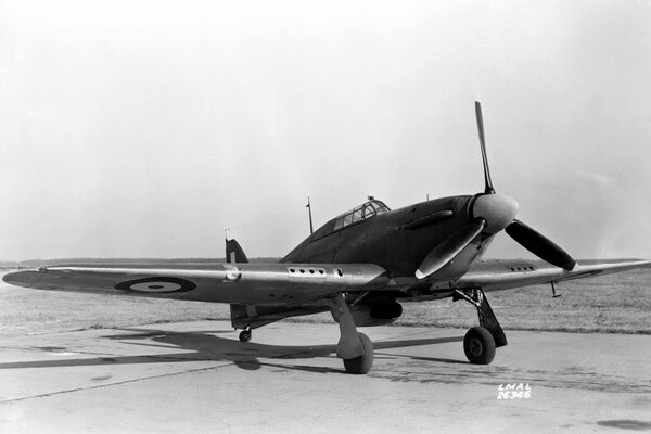 British fighter jet in black and white photo