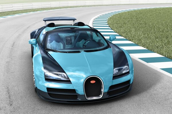 Bugatti veyron - ein Sportwagen auf einer endlosen Straße