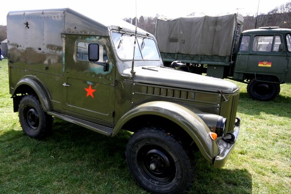 Soviet military jeep, black raven