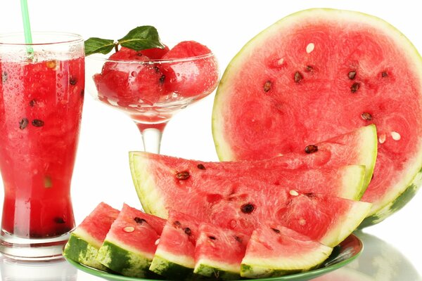 Types of watermelon serving on the table