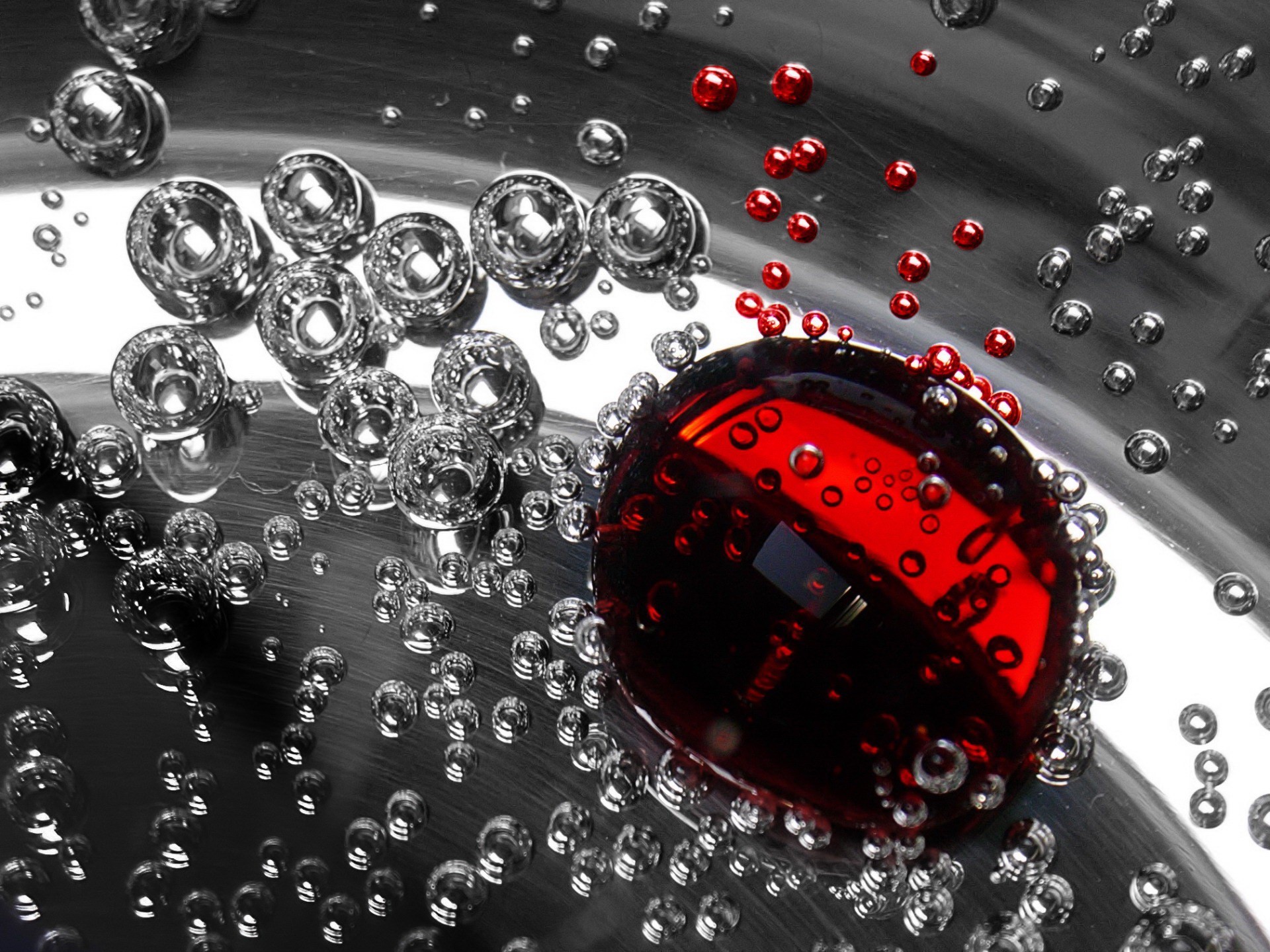 bulles liquide rouge