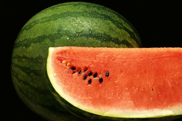 Half of watermelon pulp with bones