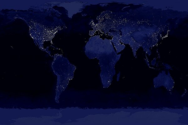 Éclairage de nuit sur la carte du monde