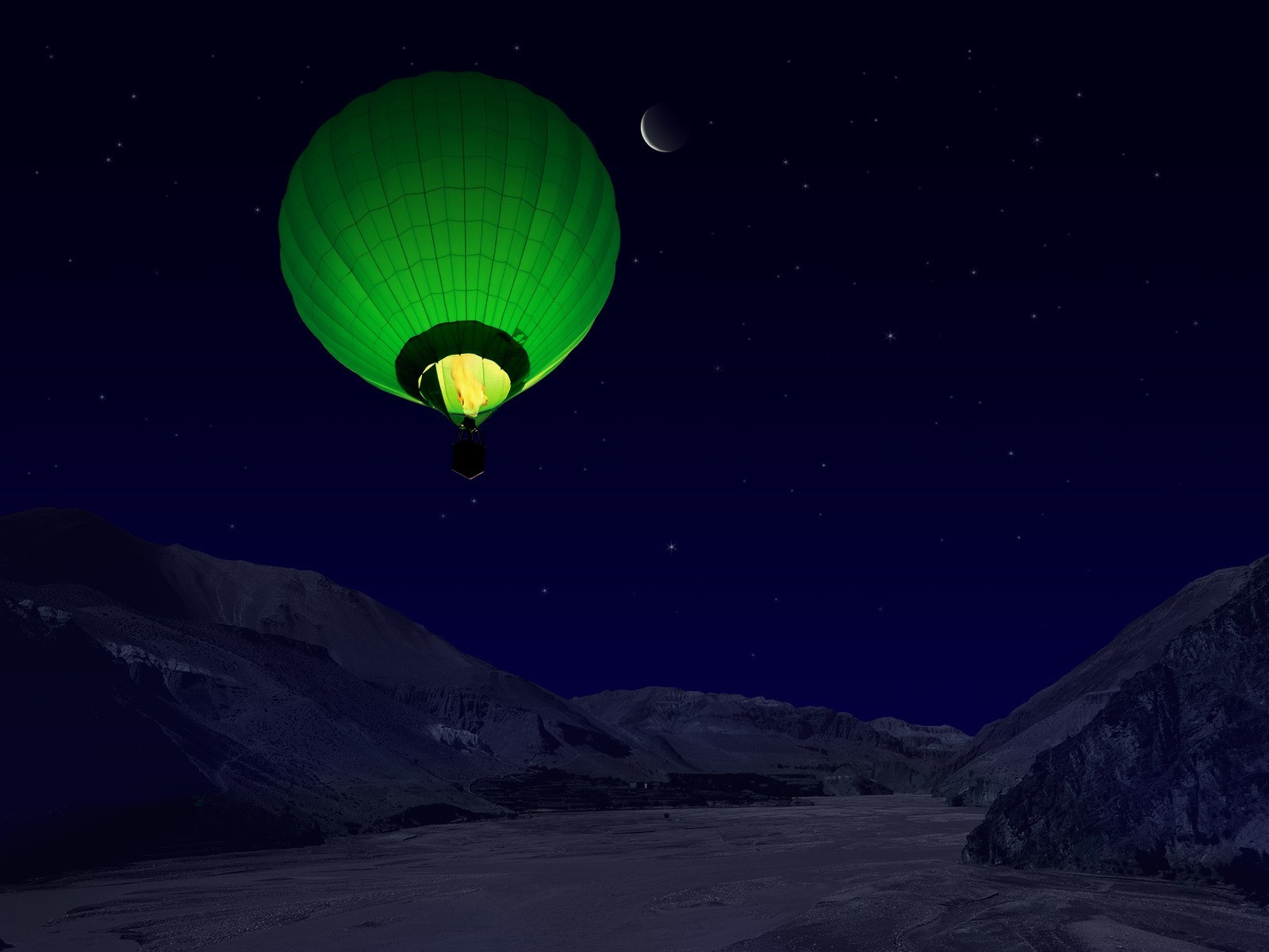 ballon montagnes nuit