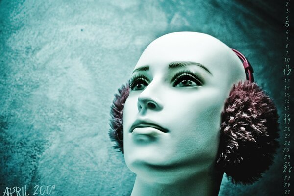 Calendrier avril mannequin dans un casque