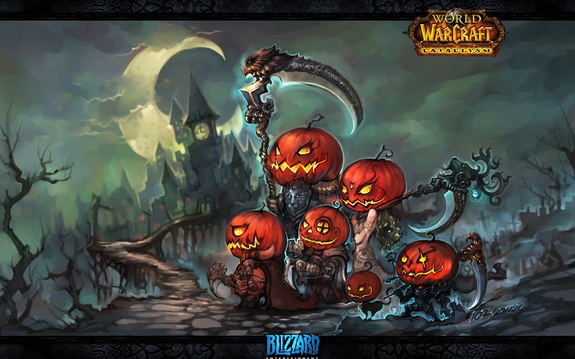 painting halloween pumpkin storm fantasy fan art mmorpg