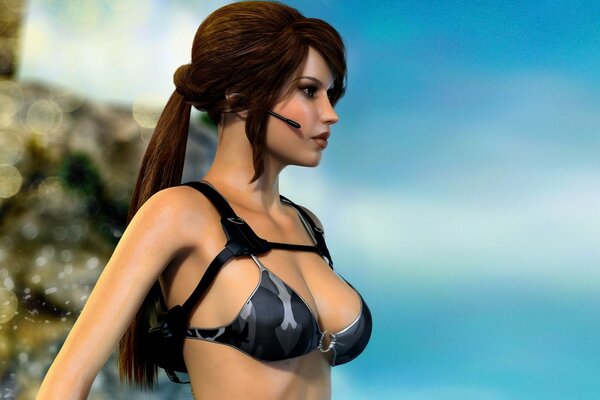 Lara Croft regarde au loin