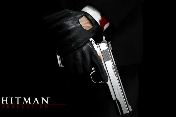 Das Logo des Spiels ist Hitman und die Pistole in der Hand