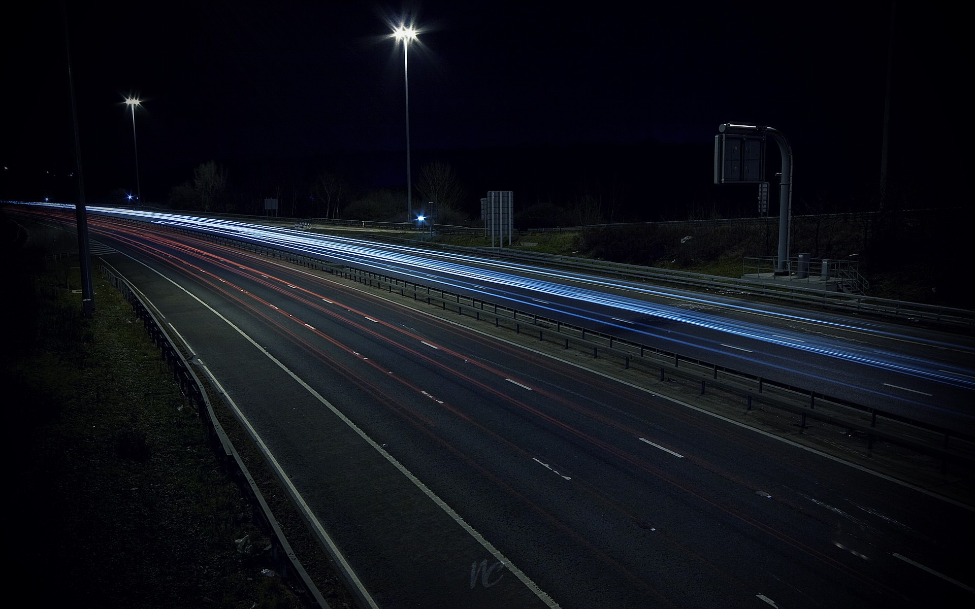 autobahn straße lichter nacht