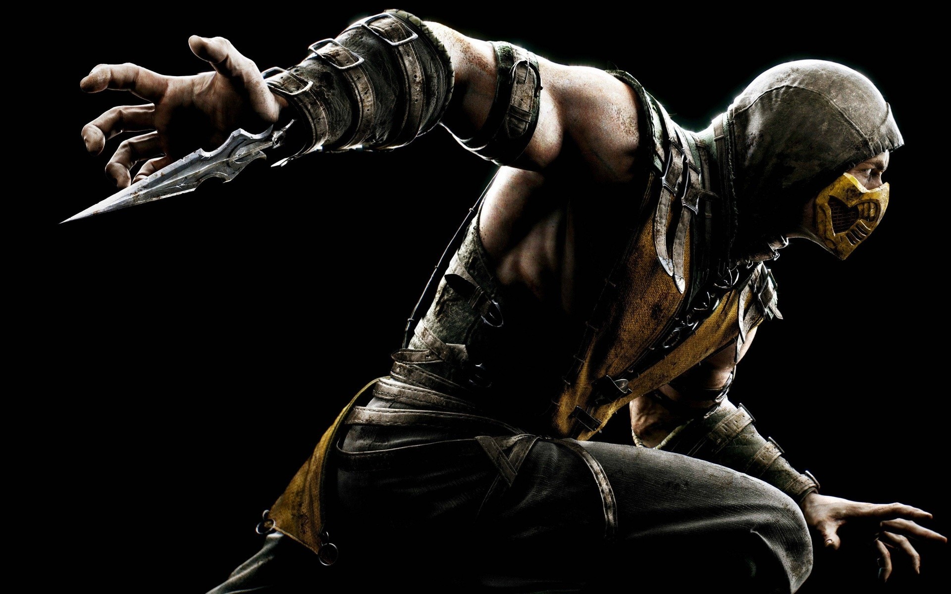 black background ninja scorpion fight fantasy mortal kombat