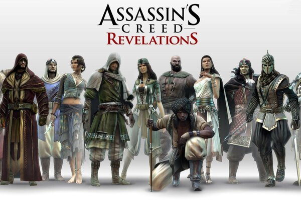 Personnages du jeu assassins creed sur fond blanc