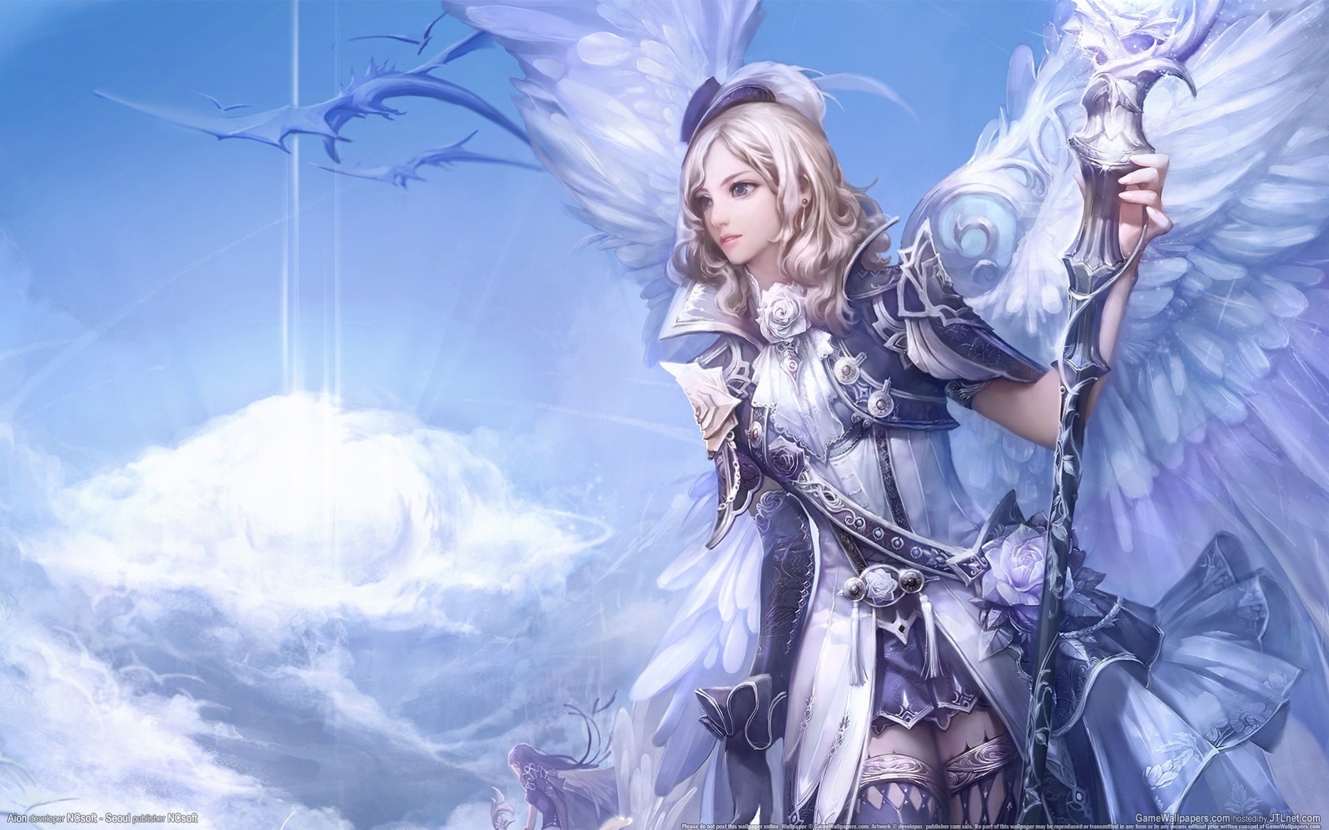 aion оружие нежность фантазии mmorpg крылья блондинка