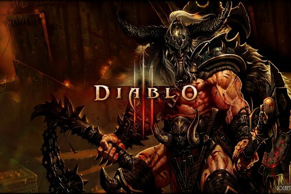 Emblema de Diablo III con un héroe del juego