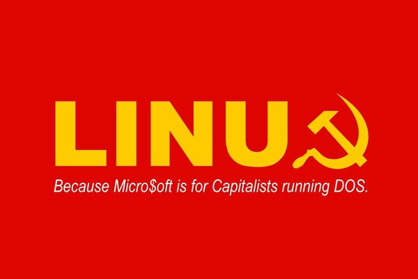 Iinux sobre fondo rojo llega la era del comunismo