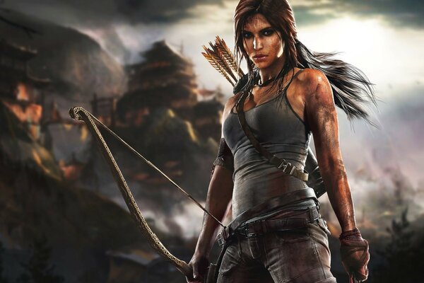 La nueva Lara Croft con arco Mira a la cámara