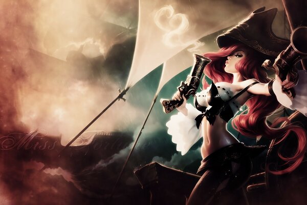 Art sur League of Legends fille avec des pistolets