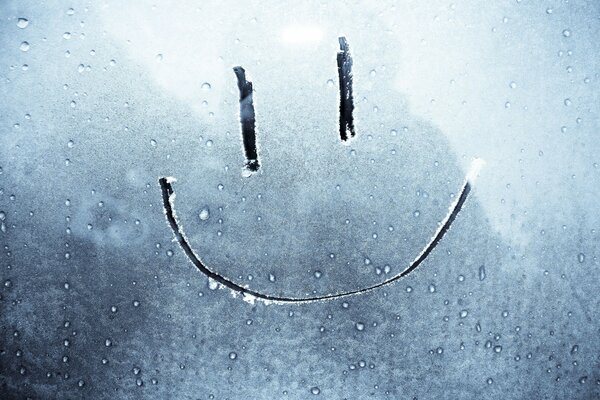 Smiley face painted on glass