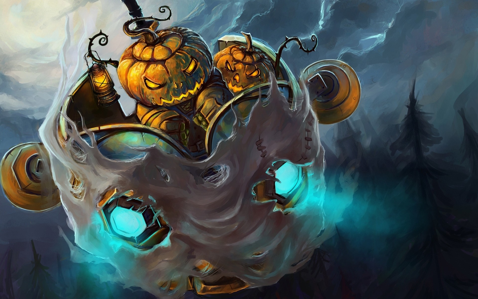 painting halloween pumpkin storm fantasy fan art mmorpg