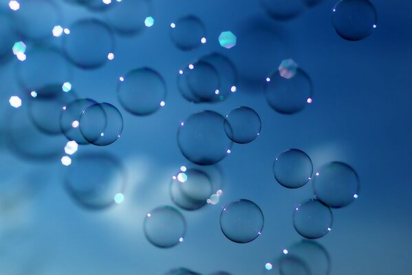 Bulles transparentes sur fond bleu