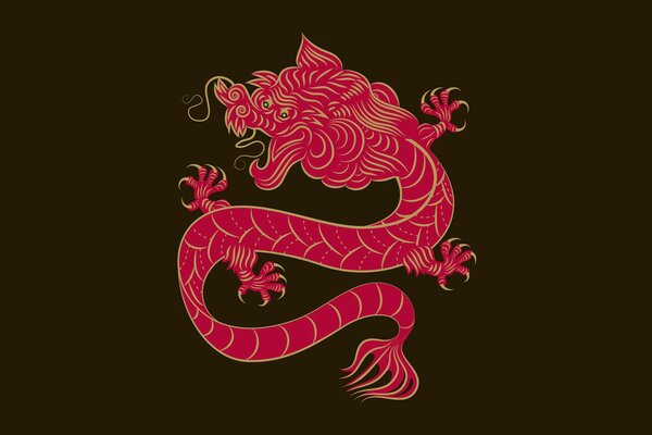 Ornament des roten chinesischen Drachen