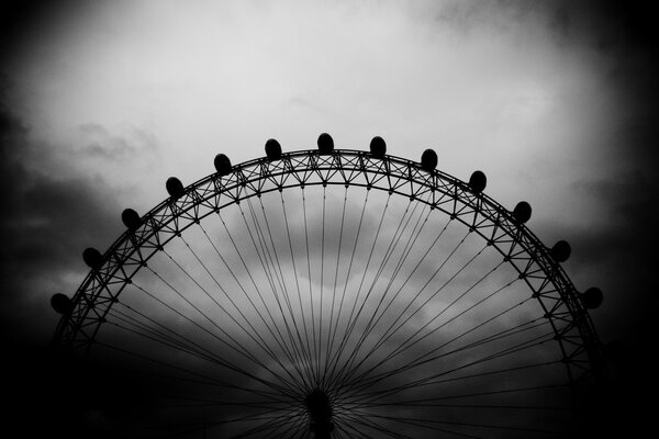 Riesenrad in London Schwarz-Weiß-Bild