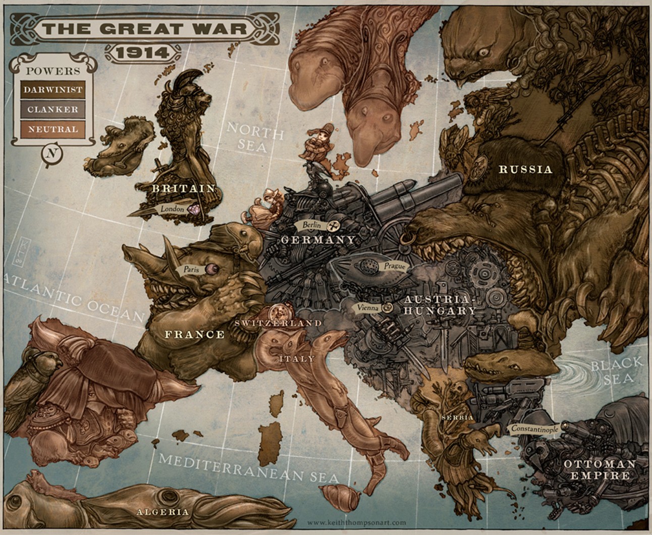 kate thompson keithwormwood caricatura mapa europa 1914 año