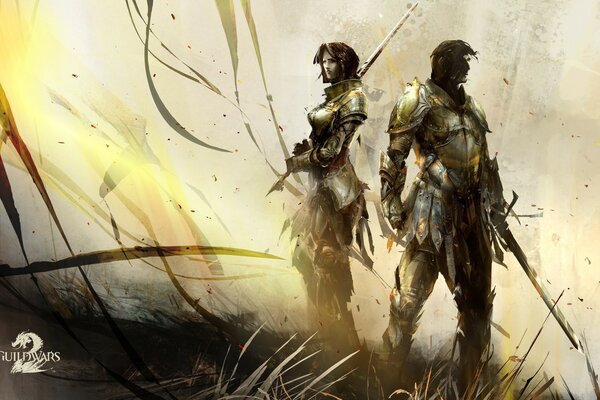 Poster acquerello del gioco per computer Guildwars