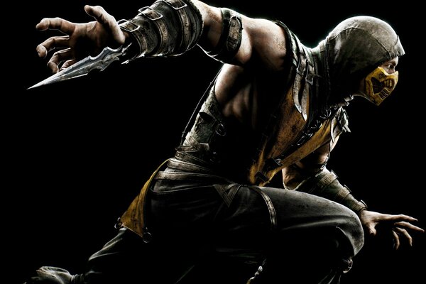 Mortal Kombat Scorpione su sfondo nero