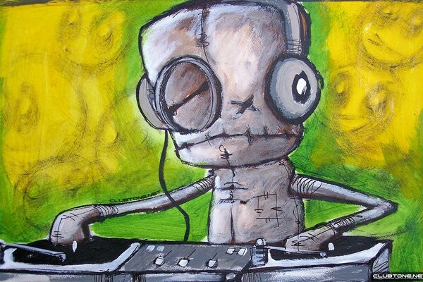 Un DJ Alien dessiné sans yeux