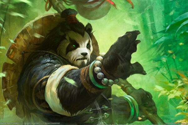 Panda con ojos verdes arte fantasía