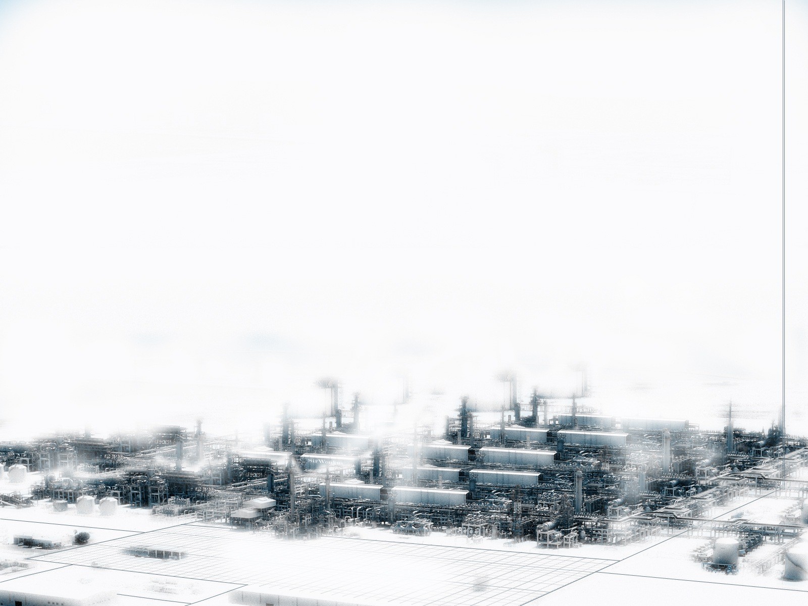 town techno industrial plant snow white