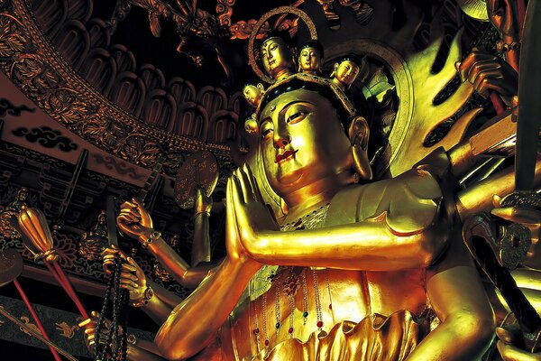 A large gilded Buddha statue in India