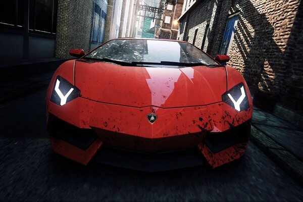 Lamborghini rouge chic dans la ville